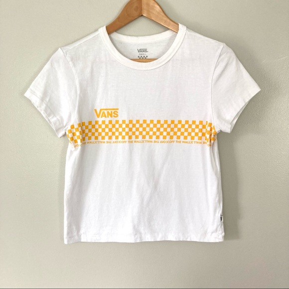 Vans Tops - Vans Cropped Checkered Tee Short Sleeved White Yellow Small